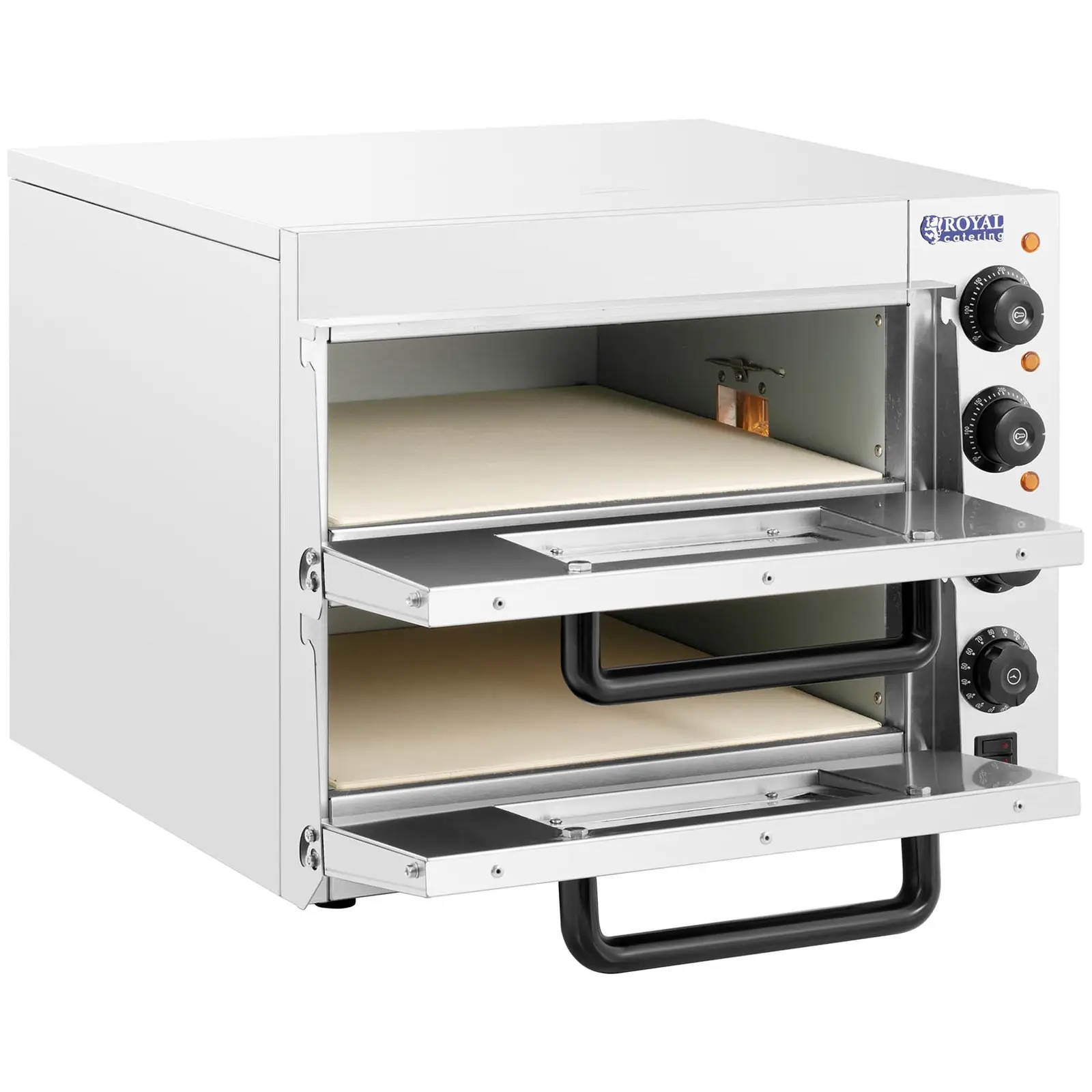 Pizzaovn - 2 kammer - Royal Catering - 3000 W - 2 x Ø 36 cm