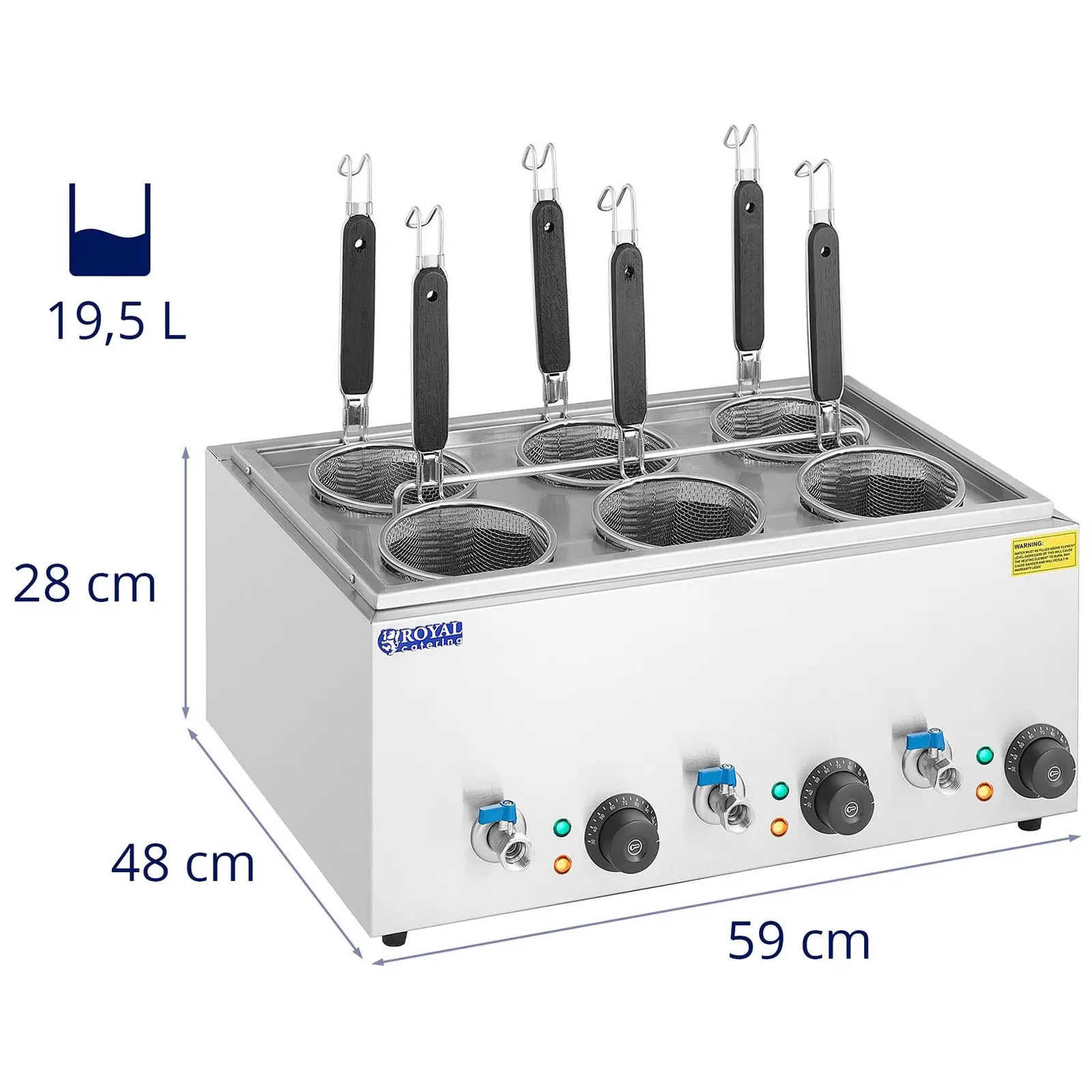 Cuocipasta elettrico con 6 Cestelli - Temperatura: 30 - 110 °C