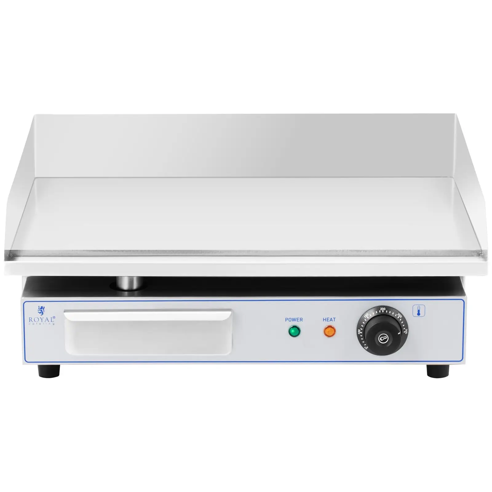 Fry top elettrico - Piastra liscia in acciaio inox - 550 x 400 mm - Royal Catering - Flat - 3,000 W