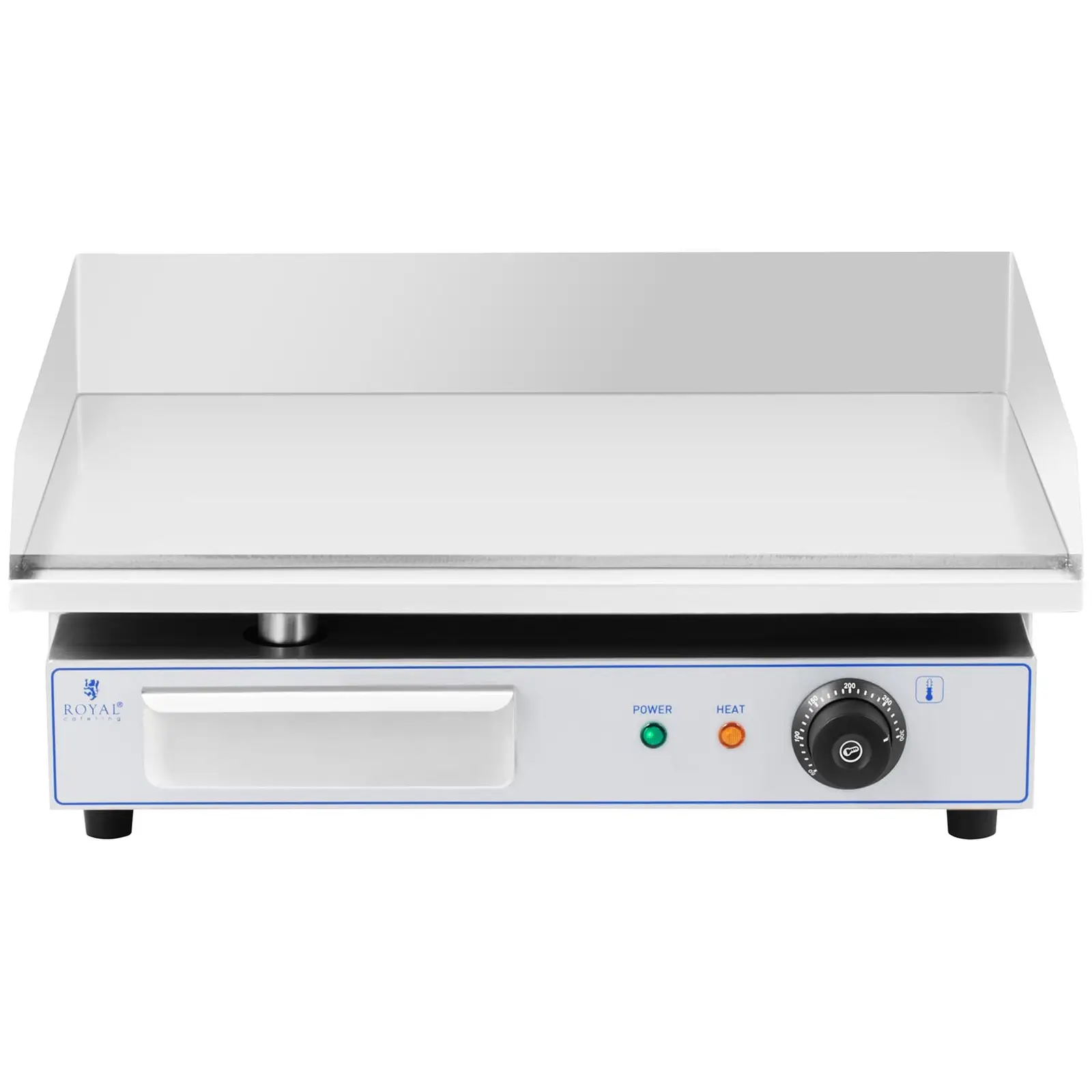 Elektrická grilovací deska - 550 x 350 mm - Royal Catering - hladká - 3,000 W (Barva: Stříbrná)