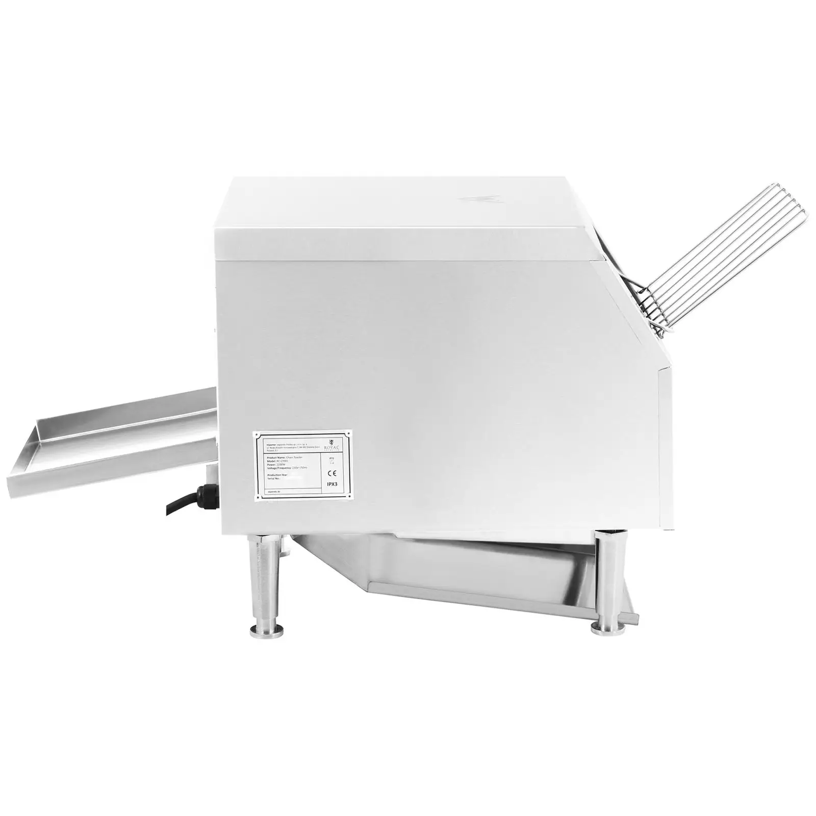 Průběžný toaster – 2,200 W- Royal Catering – 3 funkce (Zásuvka na drobky: Ano)