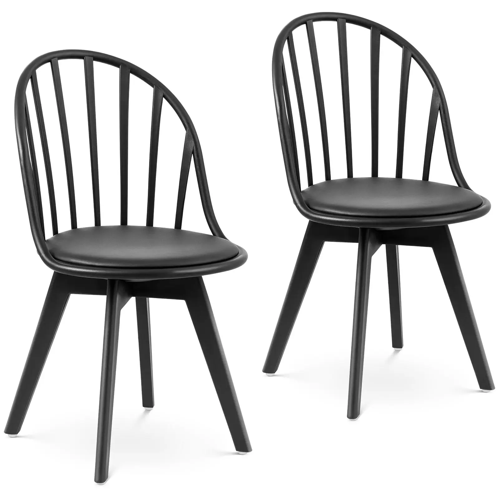 Židle – sada 2 kusů – – do 150 kg – otevřené opěradlo – vycentrované nohy – černá barva - Royal Catering