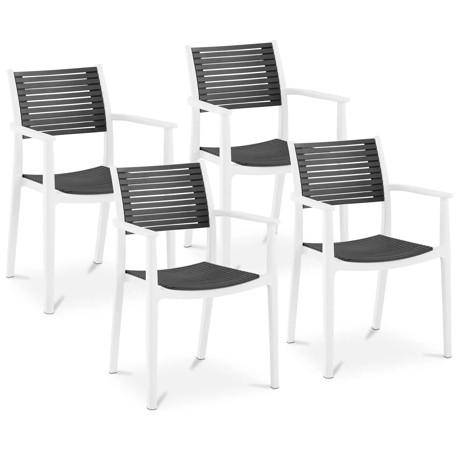 Chair - set of 4 - Royal Catering - up to 150 kg - backrest with air slits - armrests - grey
