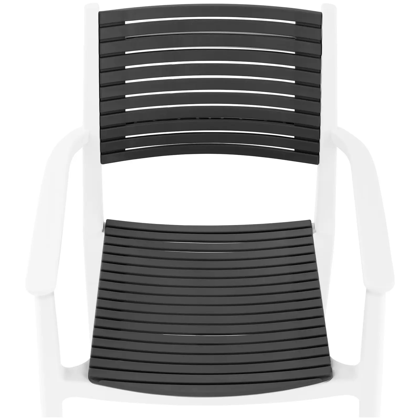 Chaise - Lot de 4 - Royal Catering - 150 kg max. - Dossier avec fentes d'aération - Accoudoirs - Gris (Matériau(x): PP)