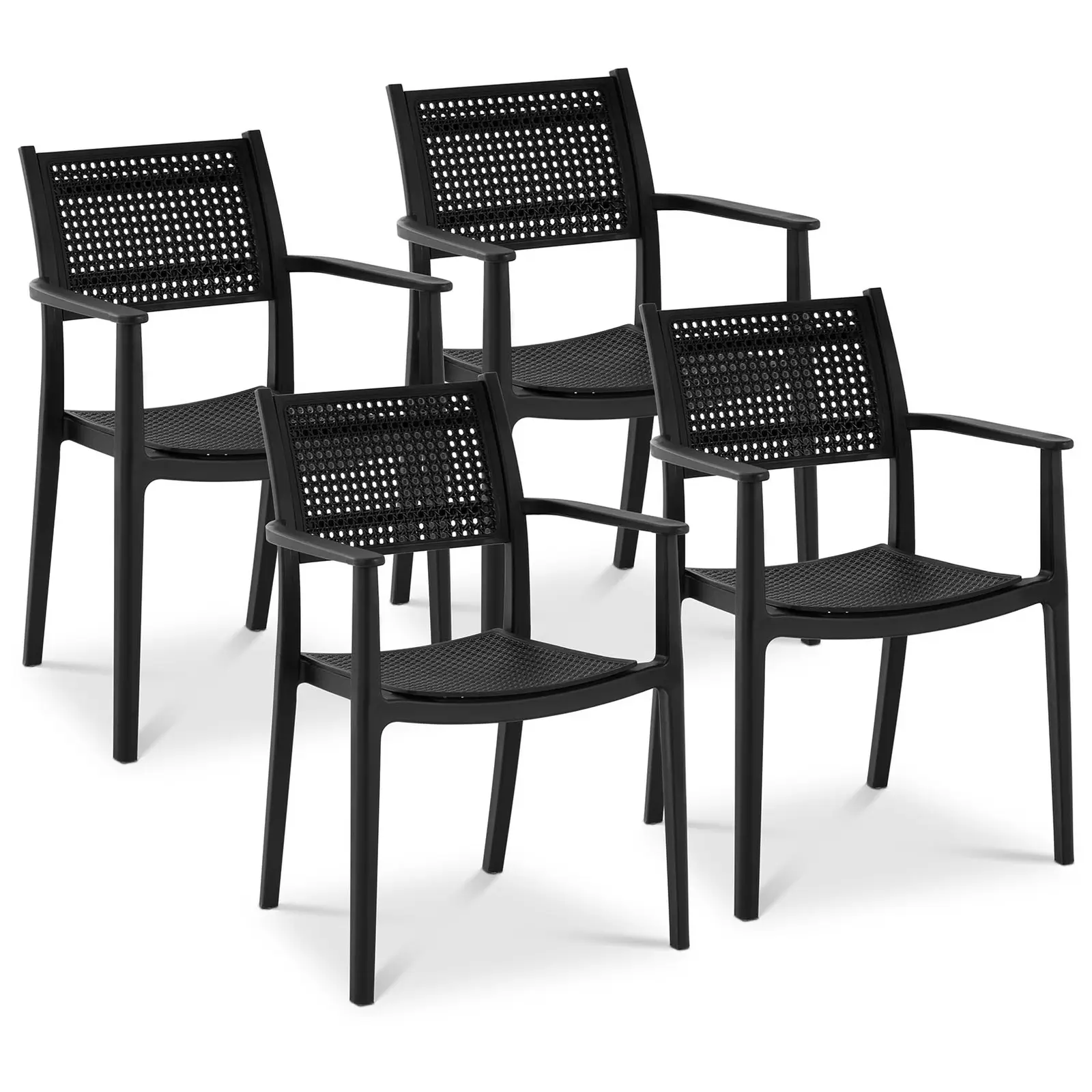 Spisebordsstole - 4 stk.- Royal Catering - maks. 150 kg - ryglæn og sæde med huller - sorte