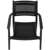 Židle – sada 4 kusů – Royal Catering – do 150 kg – vyplétané opěradlo– opěrka rukou - černá barva