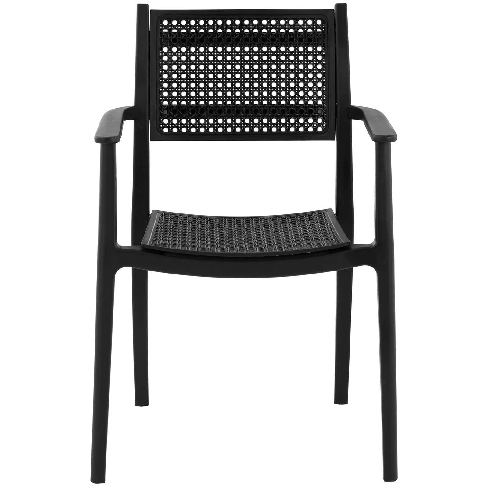 Chair - set of 4 - Royal Catering - up to 150 kg - woven backrest - armrest - black