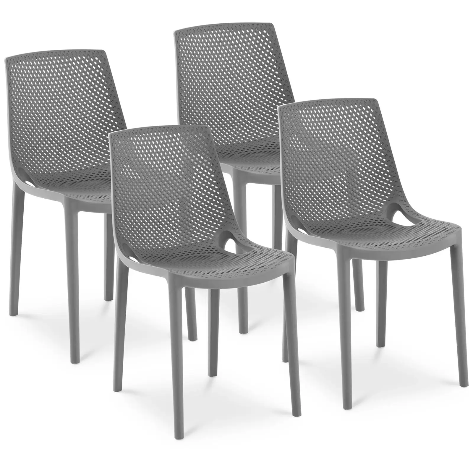 Sedia - Set da 4 - fino a 150 kg - Schienale intrecciato - Grigio