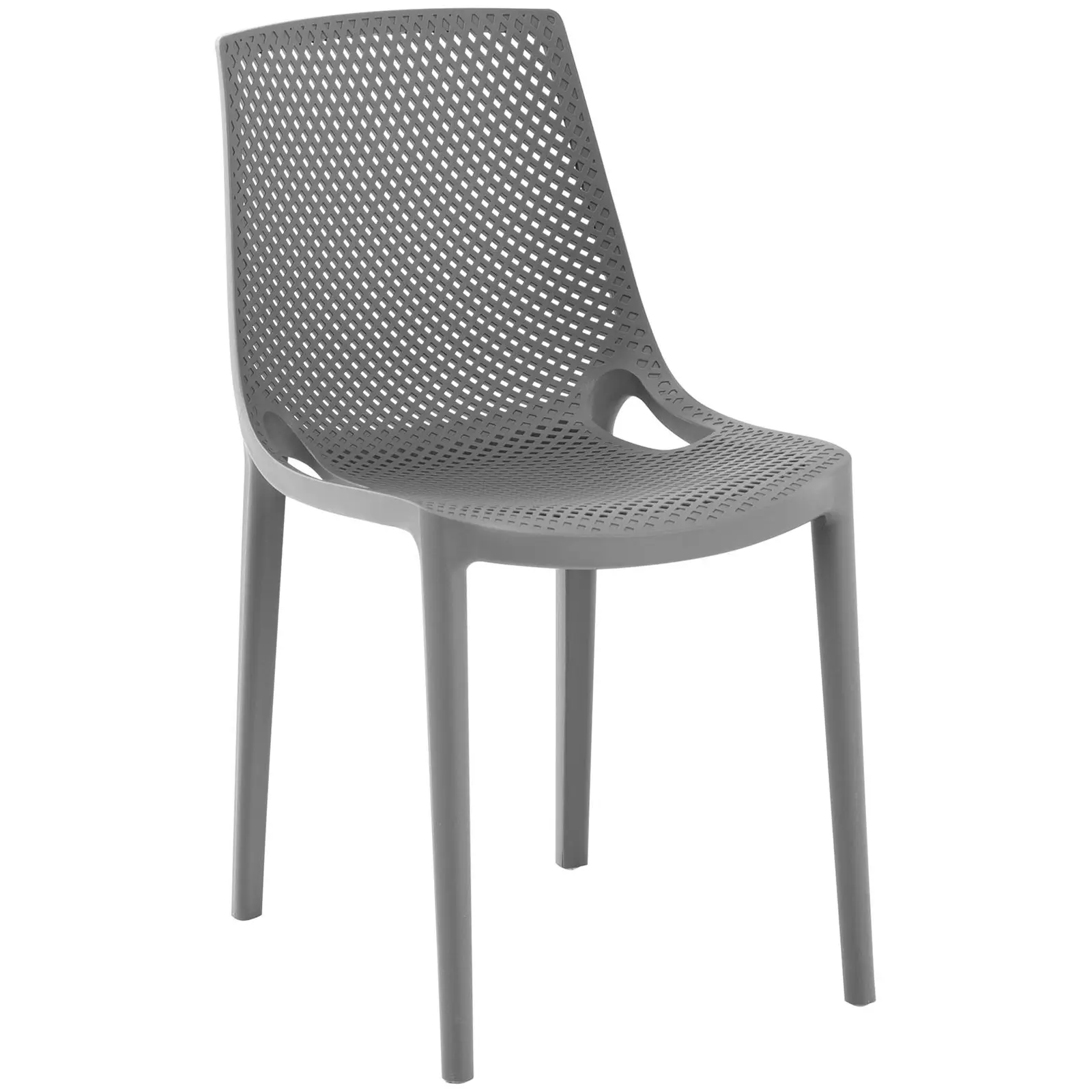 Chaise - Lot de 4 - Royal Catering - 150 kg max. - Dossier tressé - Gris (Profondeur d'assise: 43 cm)
