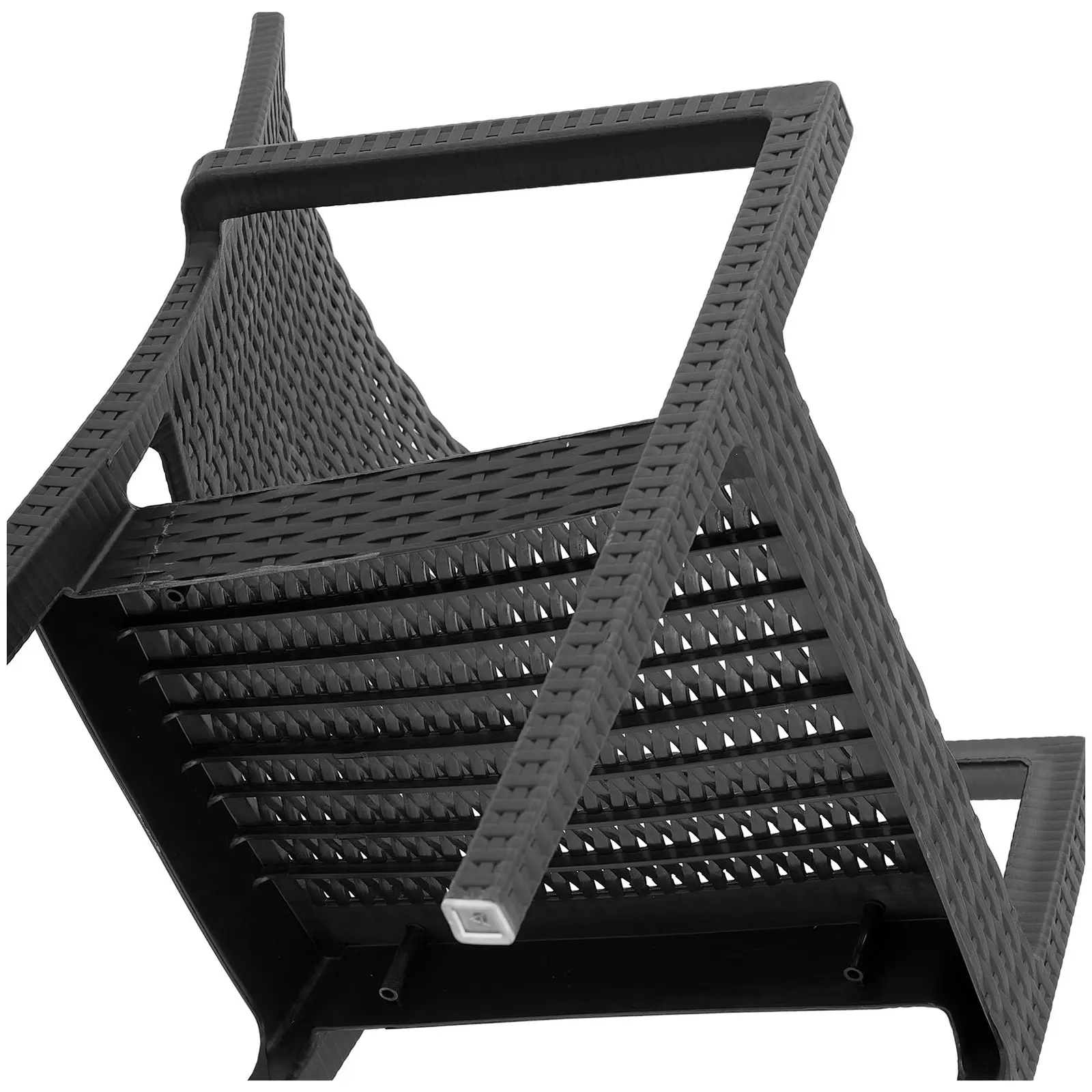 Chaise - Lot de 4 - Royal Catering - 150 kg max. - Dossier aspect osier - Accoudoirs - Noir (Largeur du siège: 50 cm)