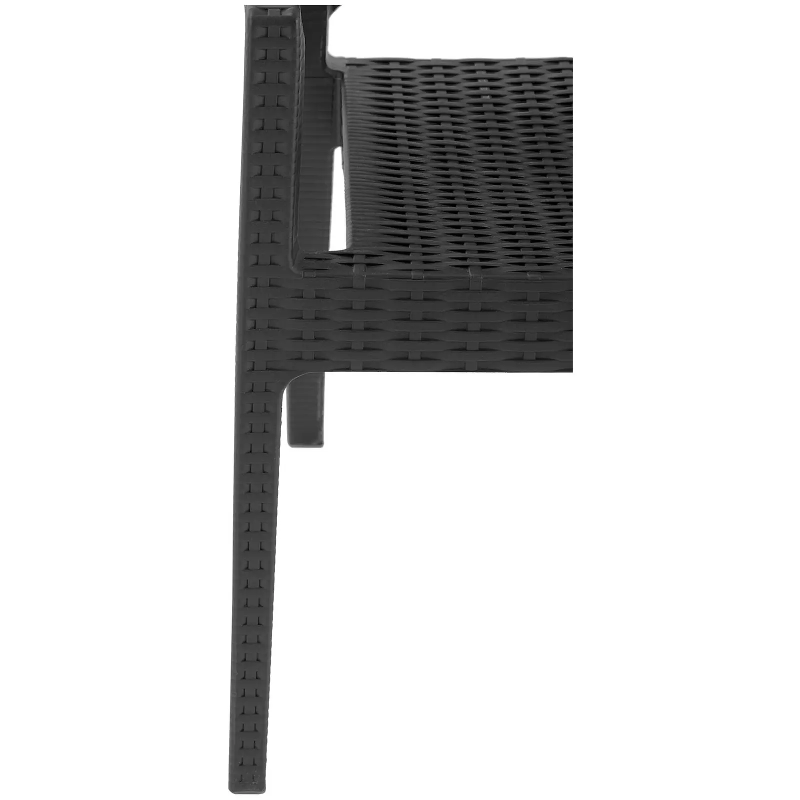 Chaise - Lot de 4 - Royal Catering - 150 kg max. - Dossier aspect osier - Accoudoirs - Noir (Matériau(x): PP)