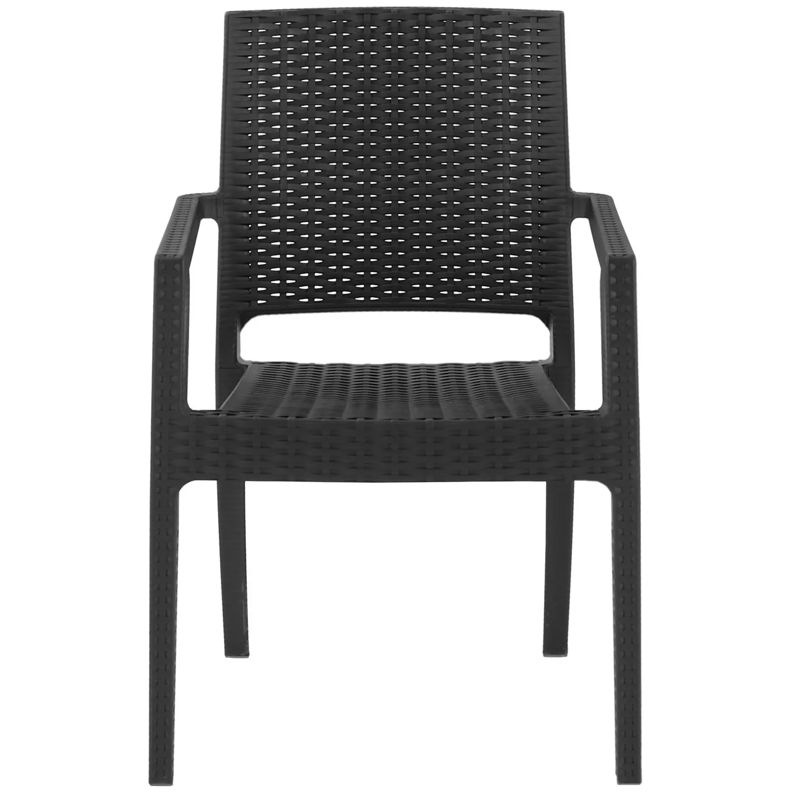 Židle – sada 4 ks – Royal Catering – do 150 kg – opěradlo s košíkovým vzorem – loketní opěrka – černá barva
