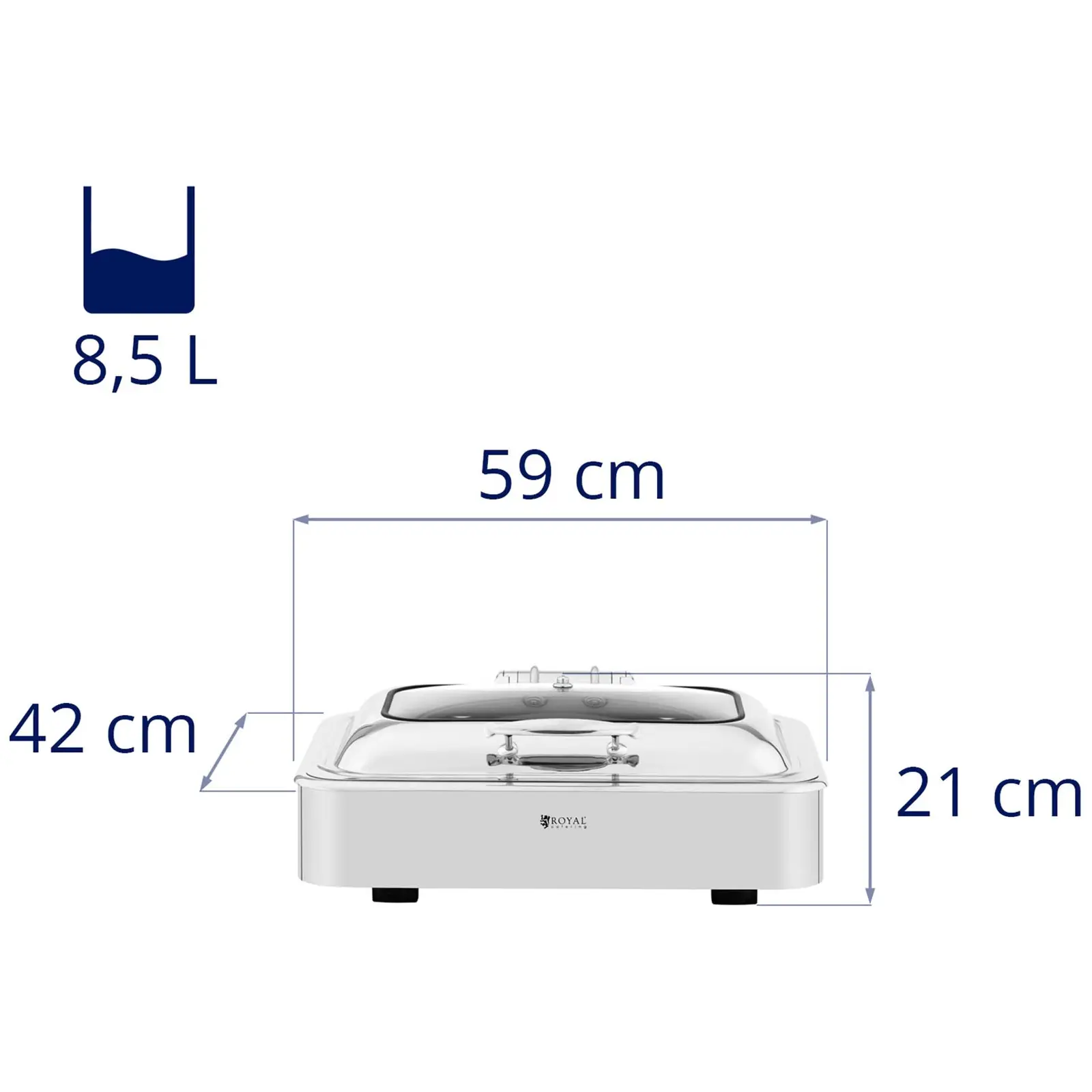 Chafing dish - GN 1/1 - Royal Catering - 8,5 l - okénko (Materiál: Ušlechtilá ocel)