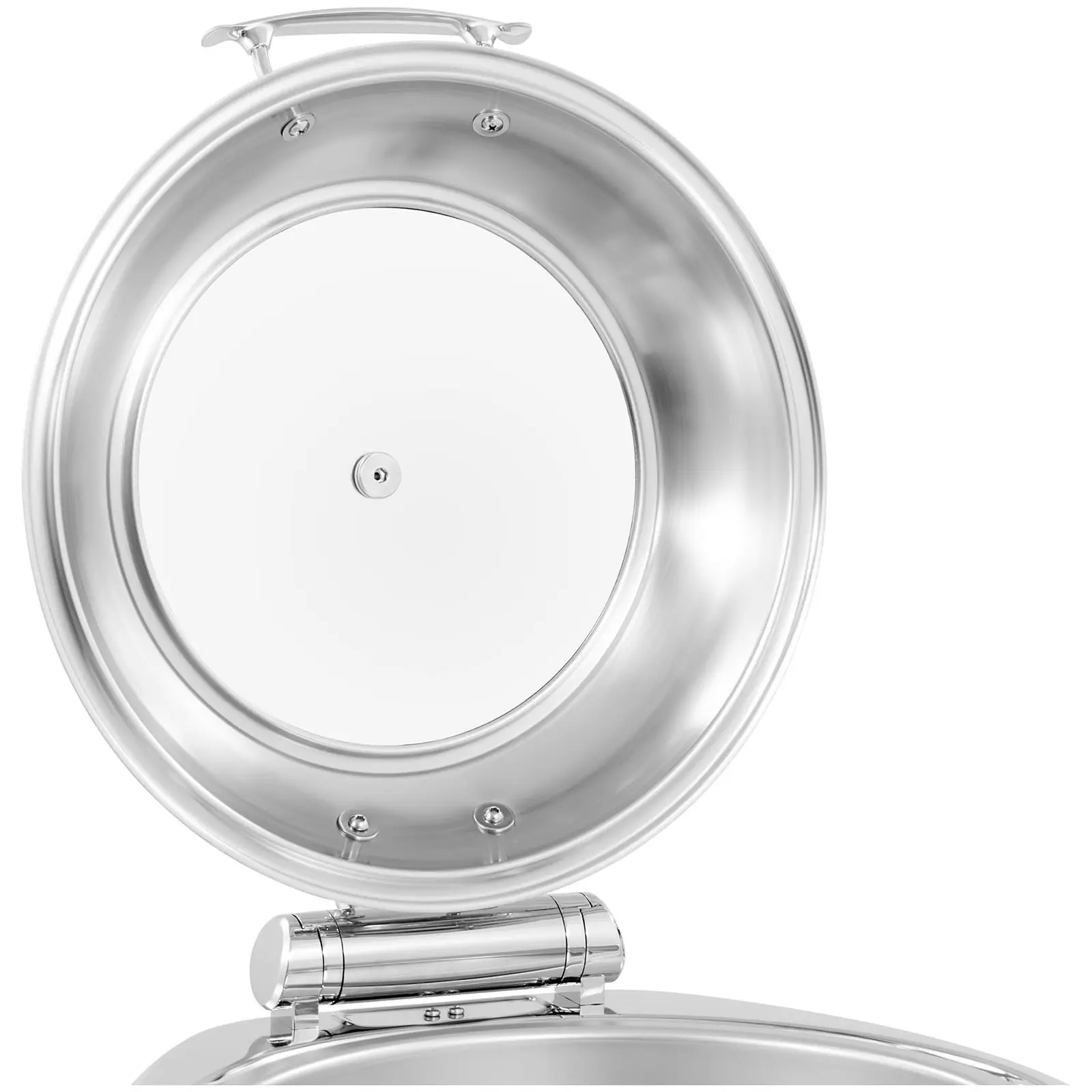 Chafing dish - rund med glaslåg - Royal Catering - 5,5 l (Holder til brændere: Nej)