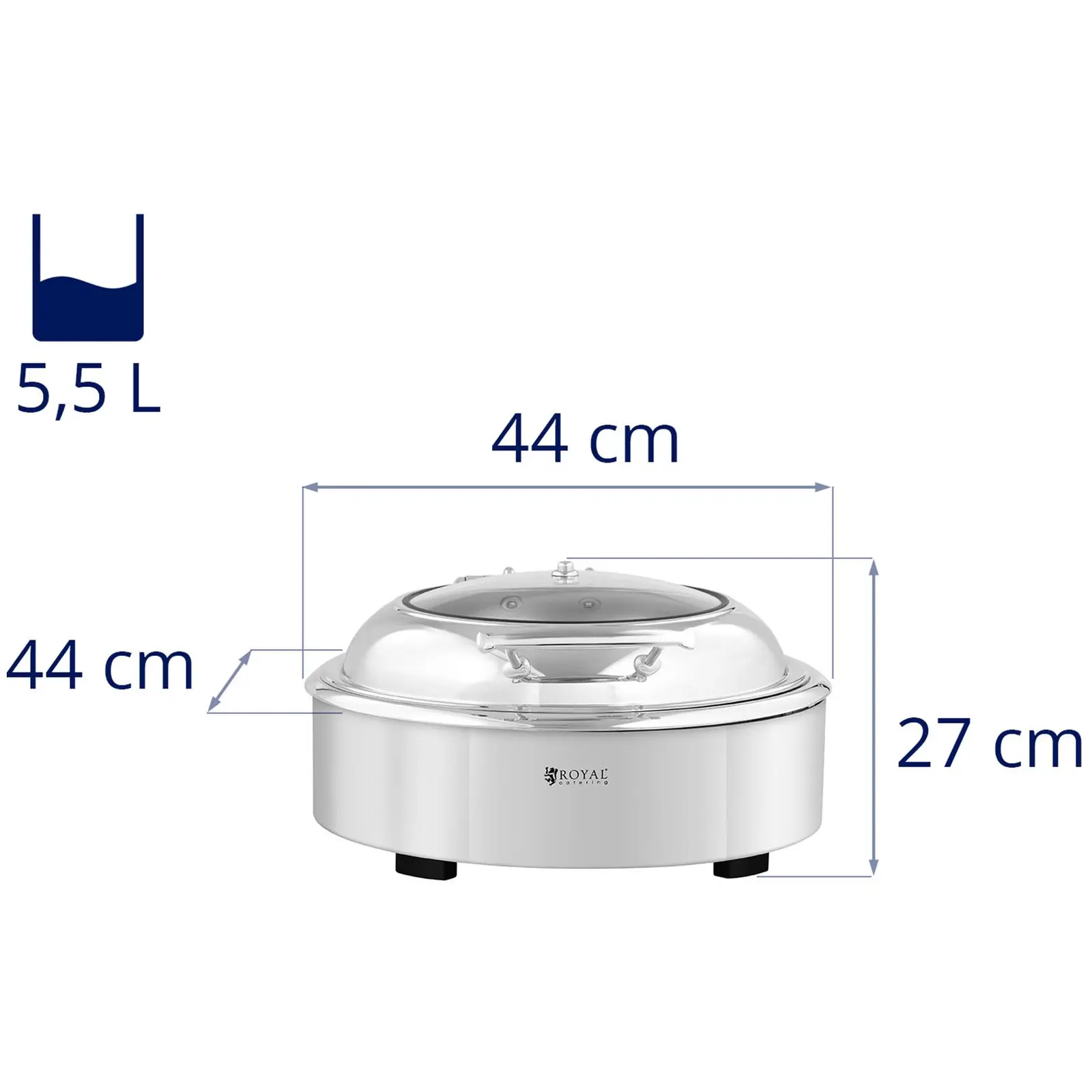 Factory second Chafing Dish - round with viewing window - Royal Catering - 5.5 L