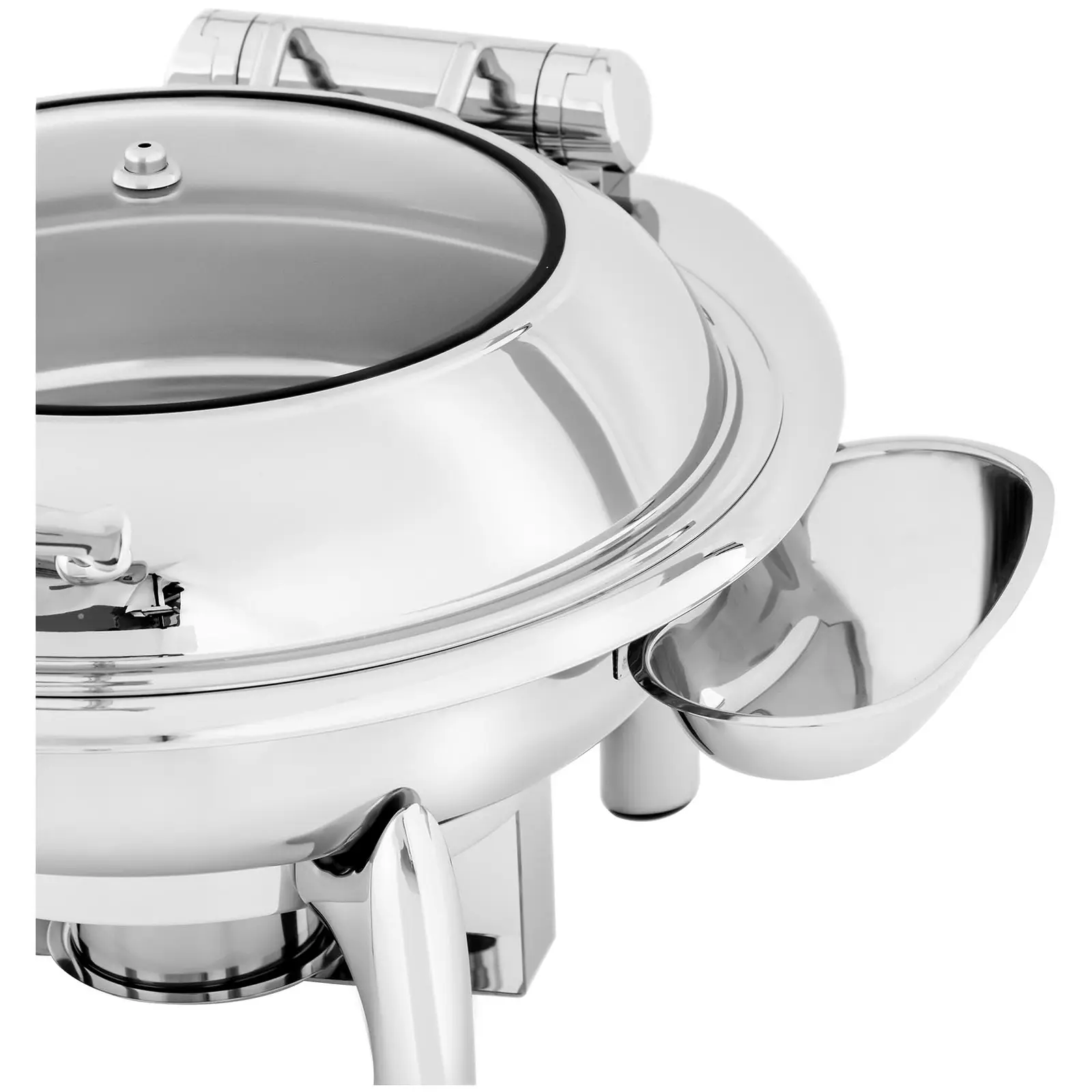 Chafing dish - rund med glaslåg - Royal Catering - 5,5 l (Varmeresistent håndtag: Ja)