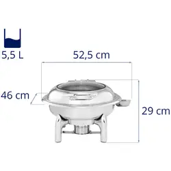 Chafing dish rond avec hublot - Royal Catering - 5,5 l - 1 bruleur