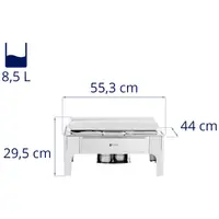 Chafing dish - GN 1/1 - Royal Catering - 8.5 L - 2 Brandstofcellen - halfrond