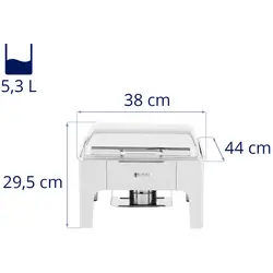 Chafing dish - GN 2/3 - Royal Catering - 5.3 L - 1 Brandstofcel - halfrond