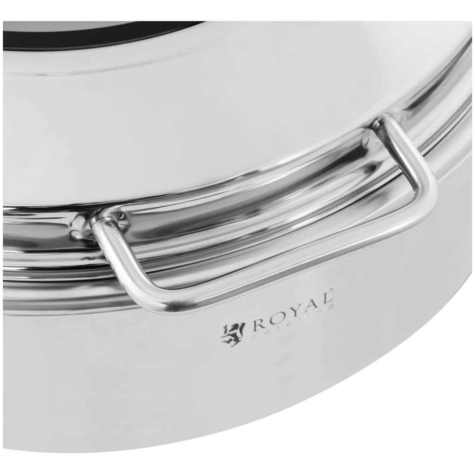 Chafing dish – kulatý – Royal Catering – 5,8 l – 1 palivový článek – okénko (Objem: 5.8 l)