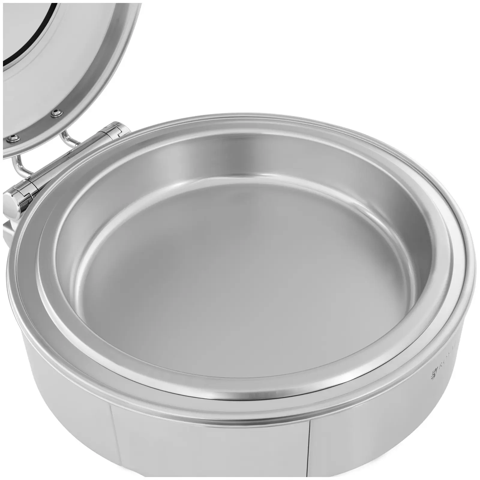 Chafing dish – kulatý – Royal Catering – 5,8 l – 1 palivový článek – okénko (Držáky paliva: Ano)