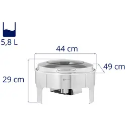 Chafing Dish - rotund - Royal Catering - 5.8 L - 1 celula de combustibil - fereastră de vizualizare