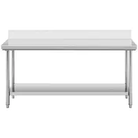 Pracovný stôl z nehrdzavejúcej ocele - 180 x 60 cm - lem - nosnosť 182 kg