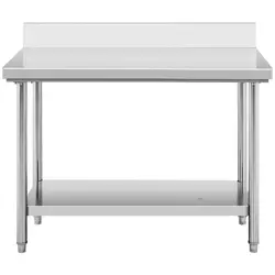 Pracovný stôl z nehrdzavejúcej ocele - 120 x 60 cm - lem - nosnosť 137 kg