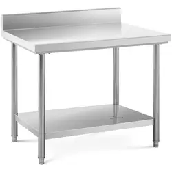 Stainless Steel Work Table - 100 x 70 cm - upstand - 120 kg capacity - Royal Catering