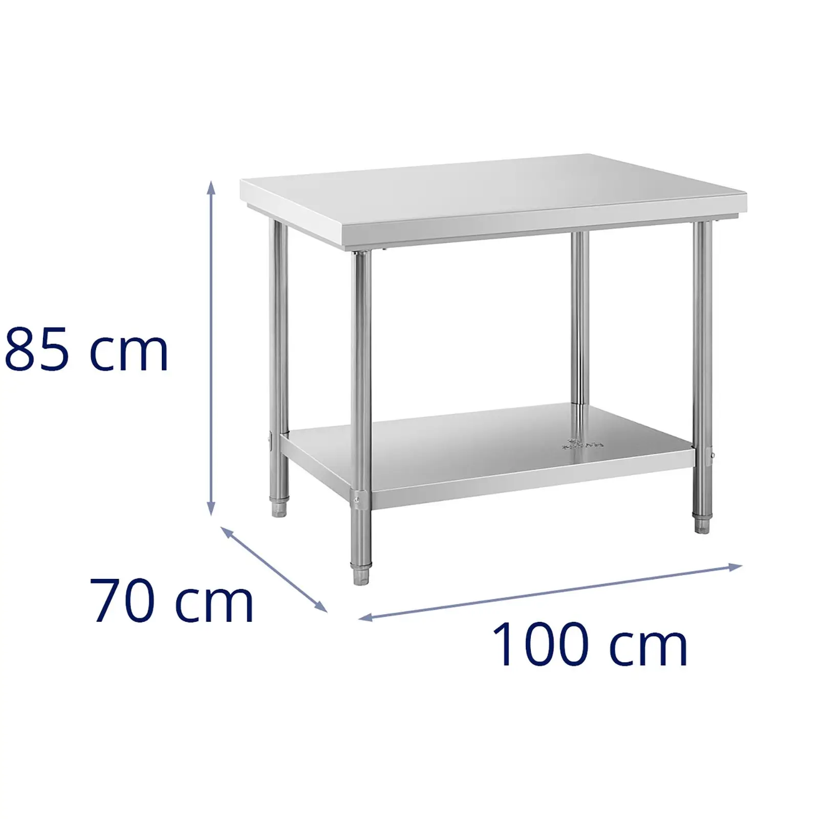 Stålbord - arbejdsbord til køkken - ECO - 100 x 70 cm - 120 kg - Royal Catering