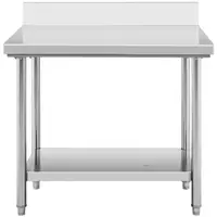 Pracovný stôl z nehrdzavejúcej ocele - 100 x 60 cm - lem - nosnosť 114 kg