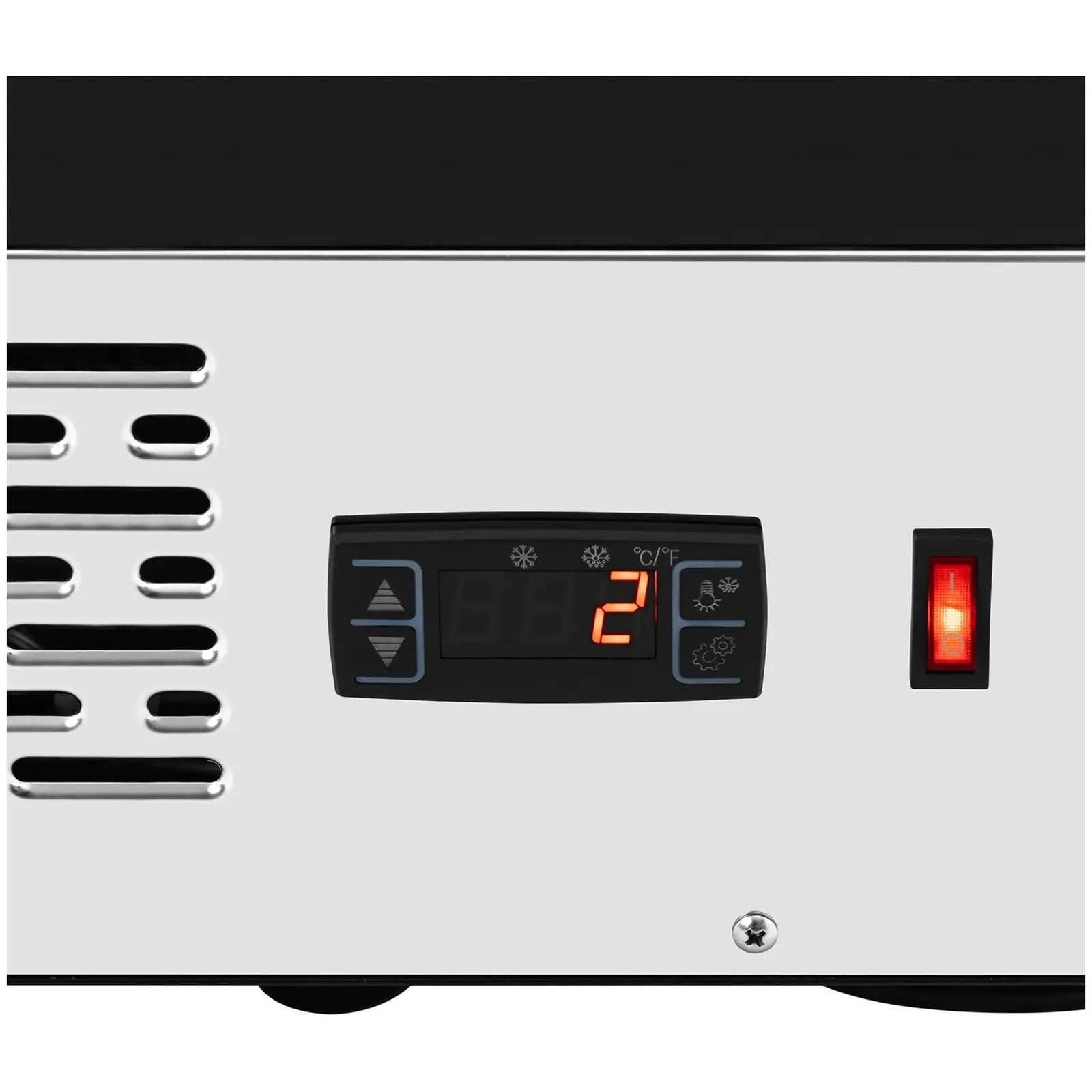 Chladicí vitrína – 120 l – Royal Catering – 3 úrovně – černá barva (Objem: 120 l)