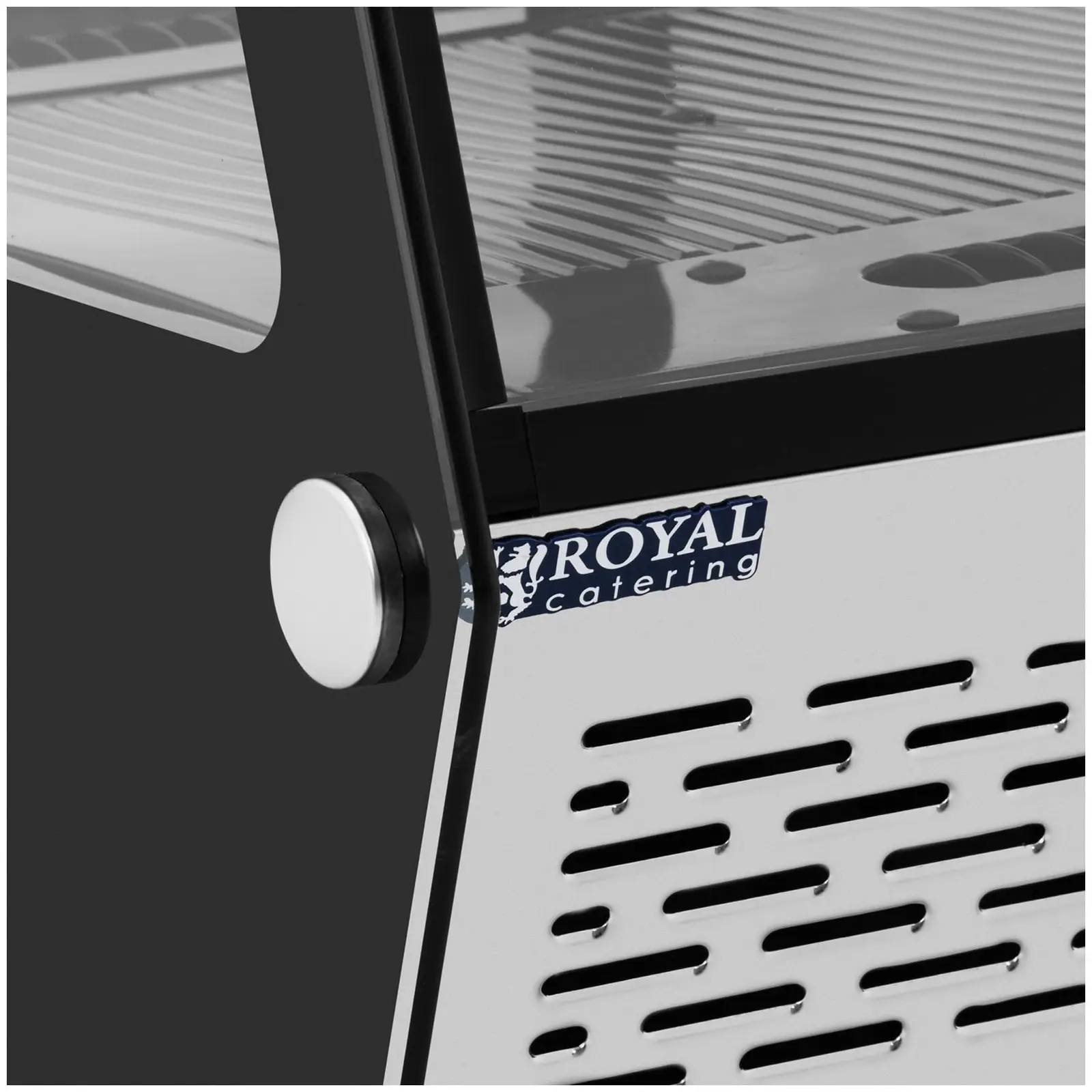 Chladicí vitrína – 120 l – Royal Catering – 3 úrovně – černá barva (AEC (roční spotřeba energie) [kWh]: 1205)