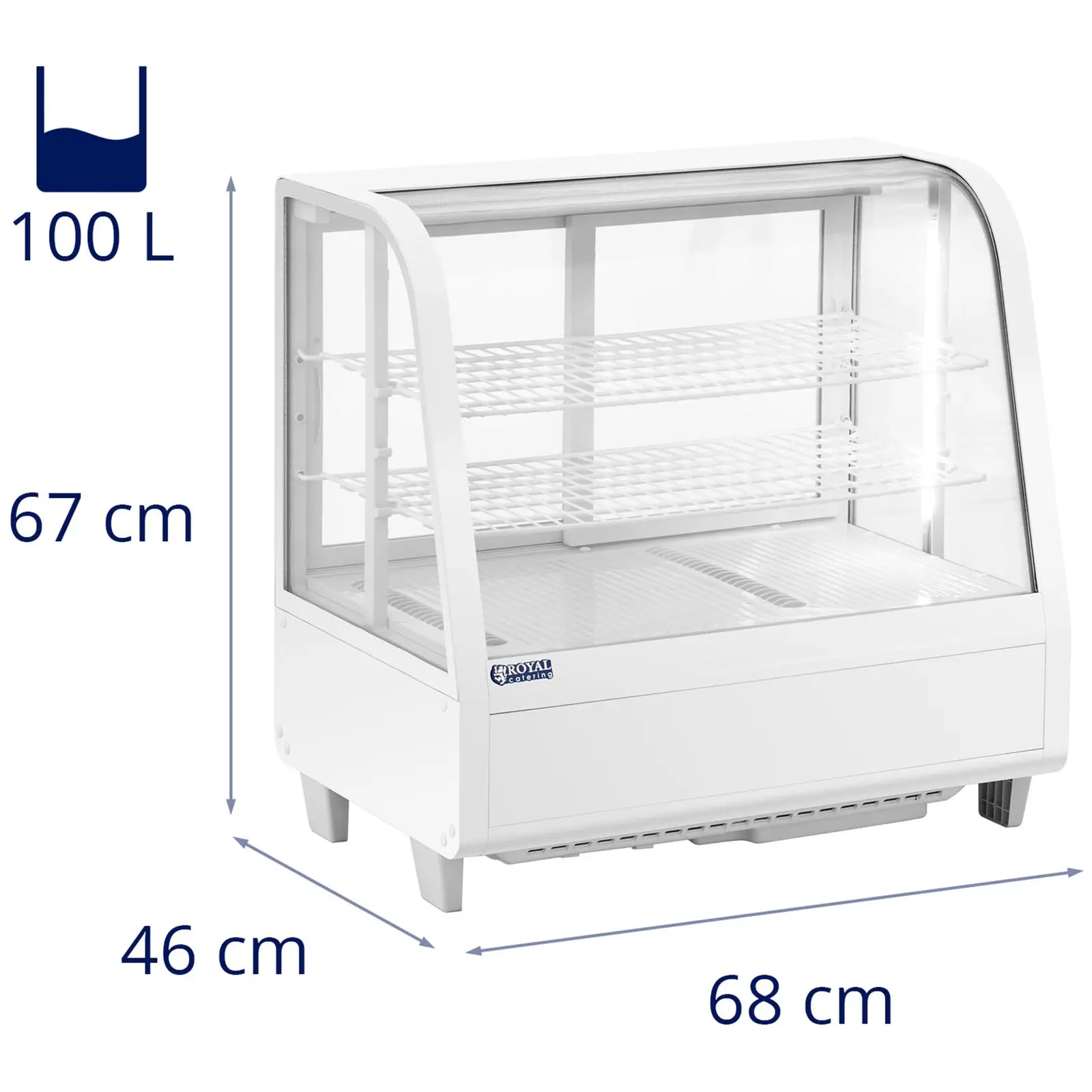 Chladicí vitrína - 100 l - Royal Catering - 3 úrovně - bílá (Výkon [W]: 220)
