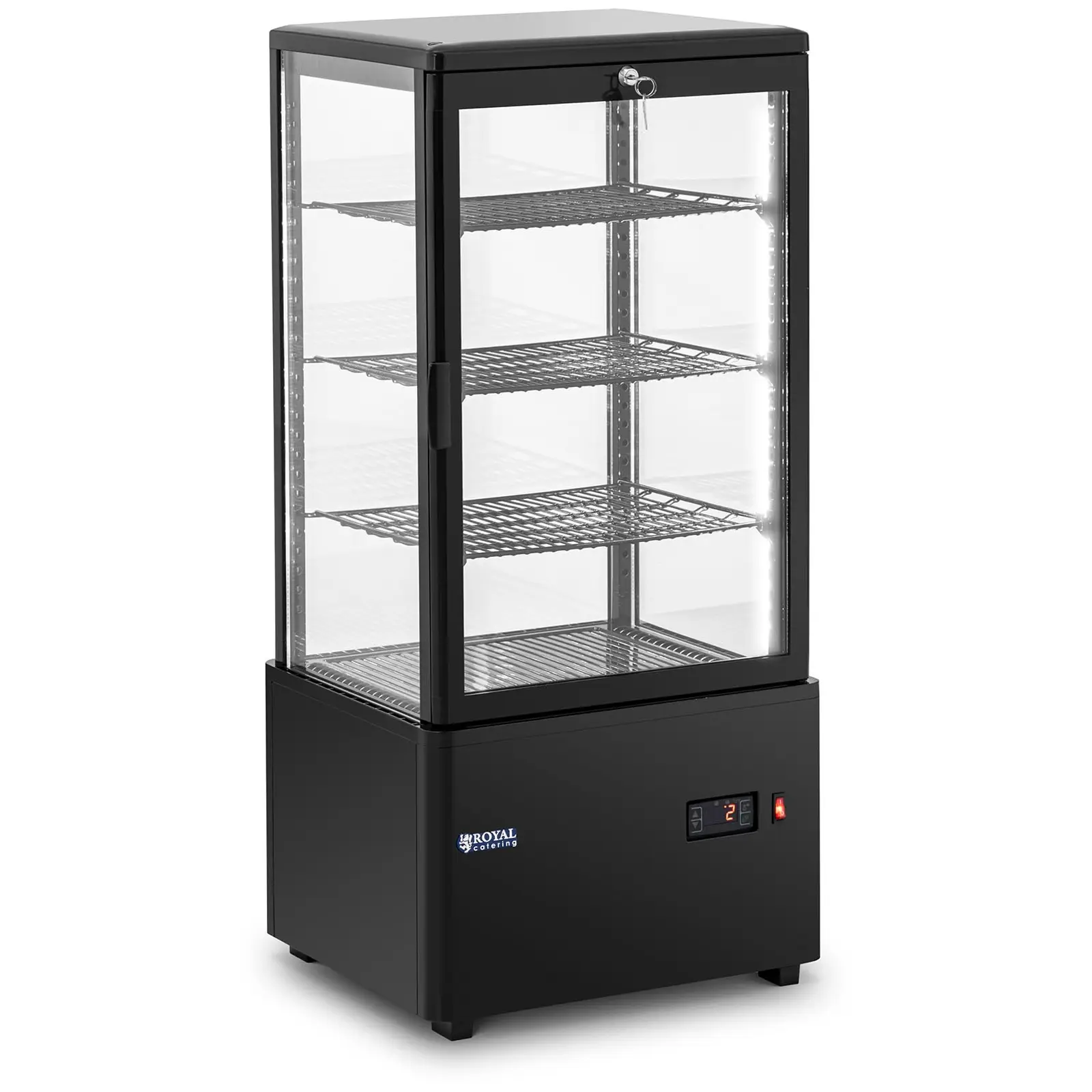 Vitrina refrigerada - 78 L - Royal Catering - 4 niveles - negro - con cierre