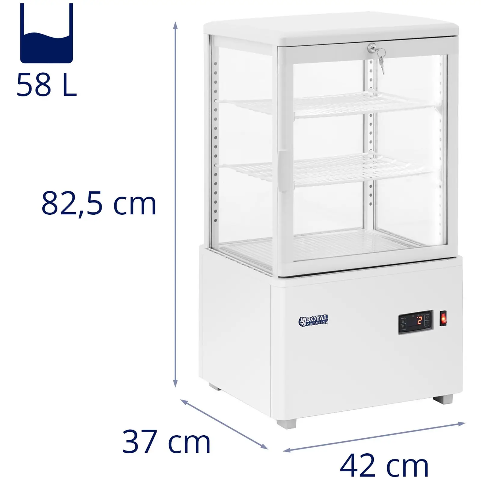 Refrigerated Display Case - 58 L - Royal Catering - 3 levels - White - lockable