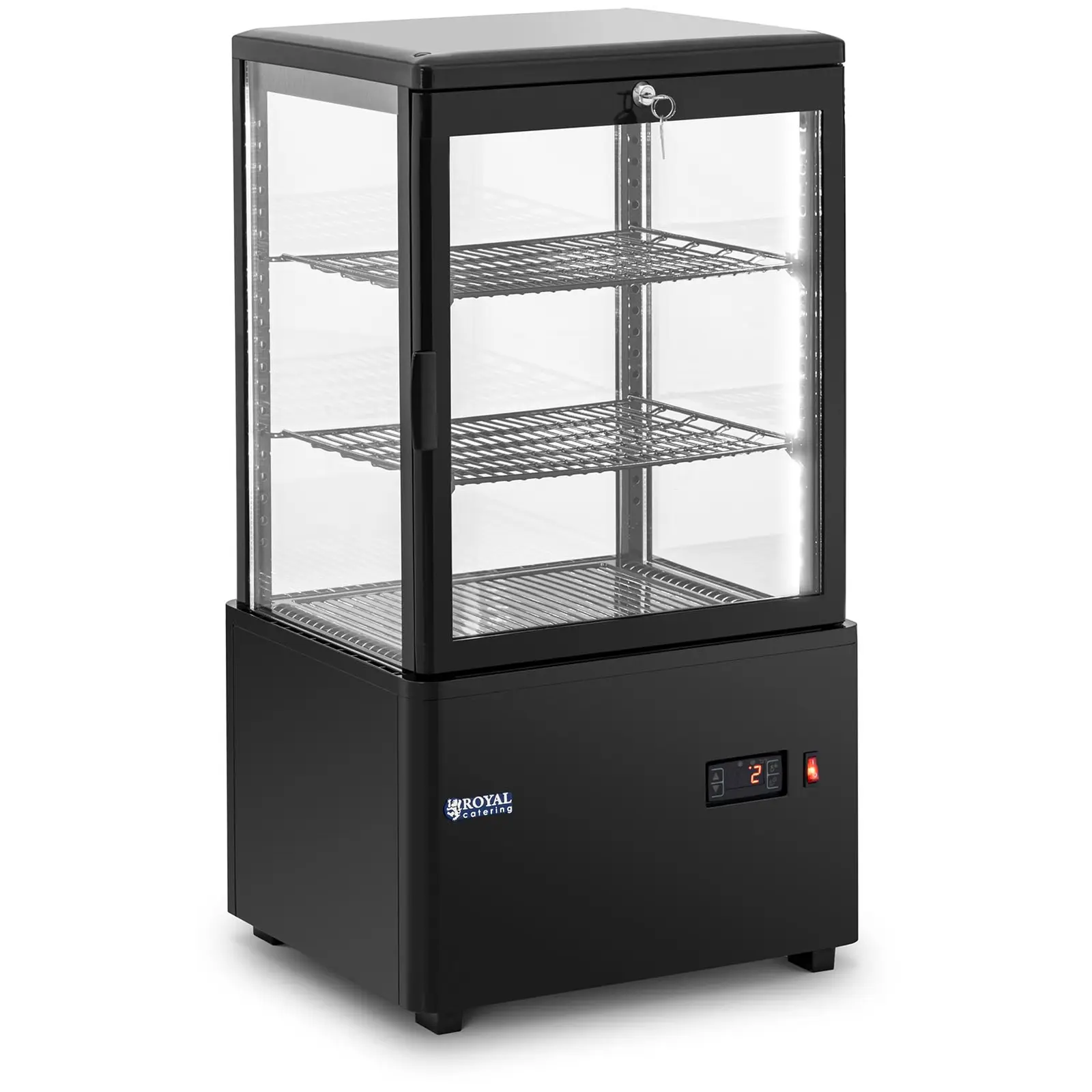 Vitrina frigorifica - 58 L - Royal Catering - 3 niveluri - negru - cu închidere