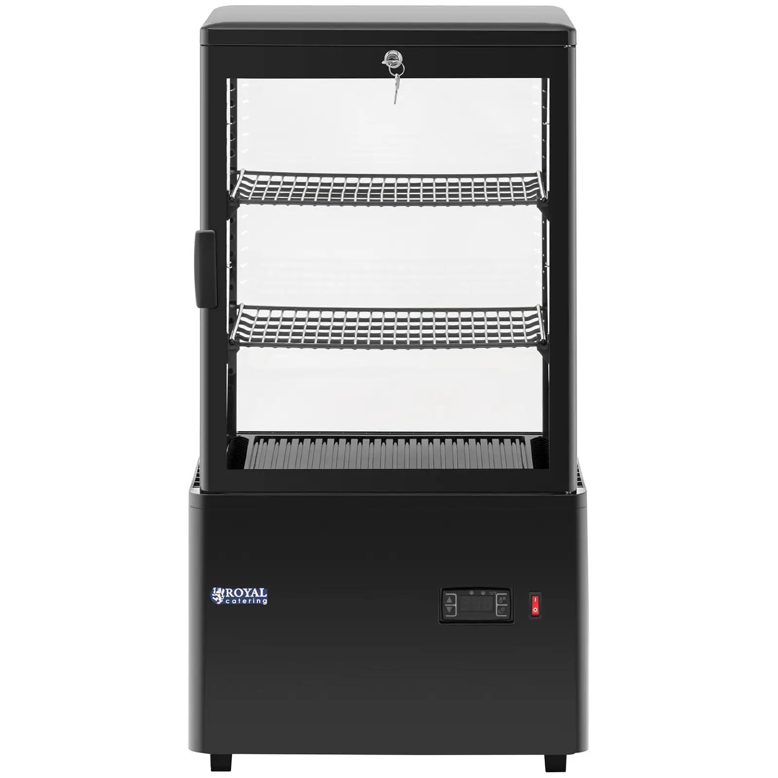 Vitrine réfrigérée - 58 l - Royal Catering - 3 niveaux - Noir - Verrouillable (Puissance [W]: 210)