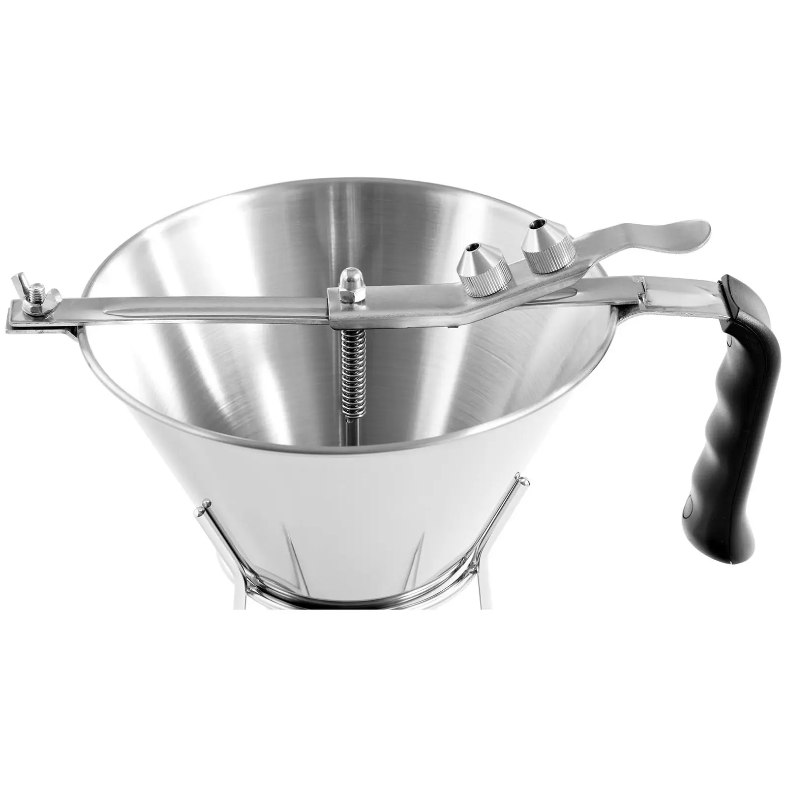 Entonnoir à piston - 1,8 l - Acier inoxydable - 3 douilles - Support avec coupelle antigoutte (Matériau(x): Acier inoxydable)