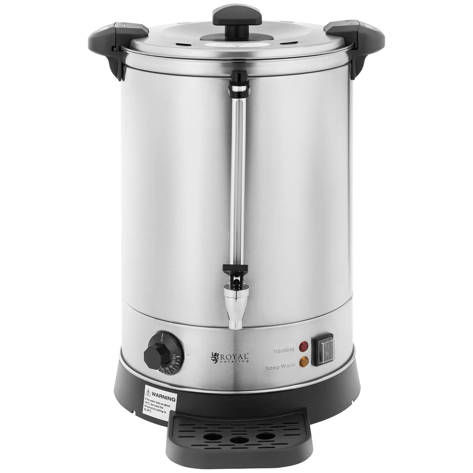 Električno kuhalo za vodu - 13,5 l - 2500 W - posuda za kapanje - srebrna (Ukupni kapacitet: 17 l)