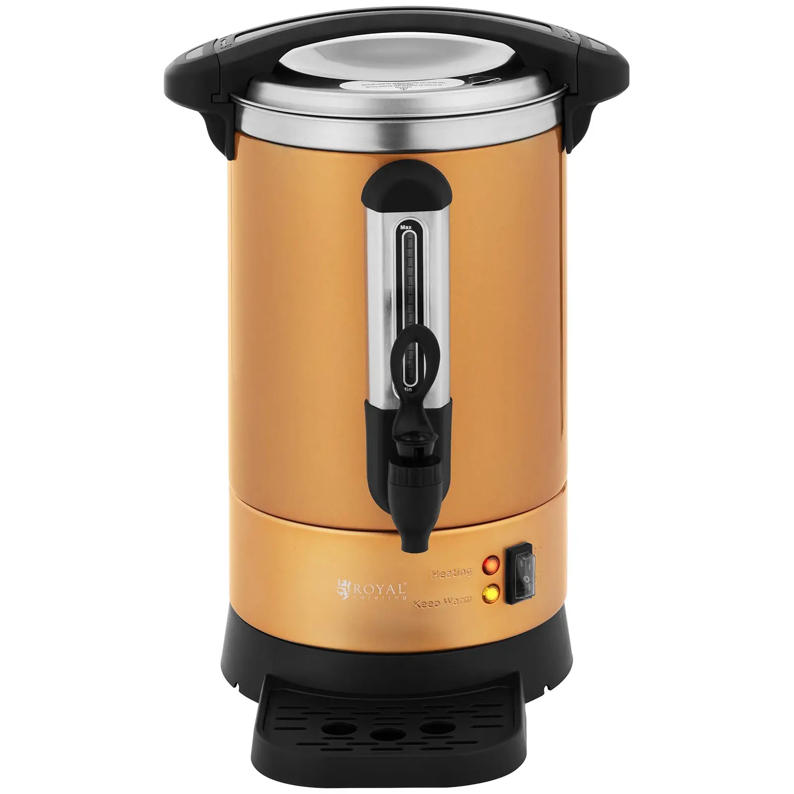Kávovar na překapávanou kávu - 6 l - zlatý - Royal Catering (Včetně filtrů: Ano)