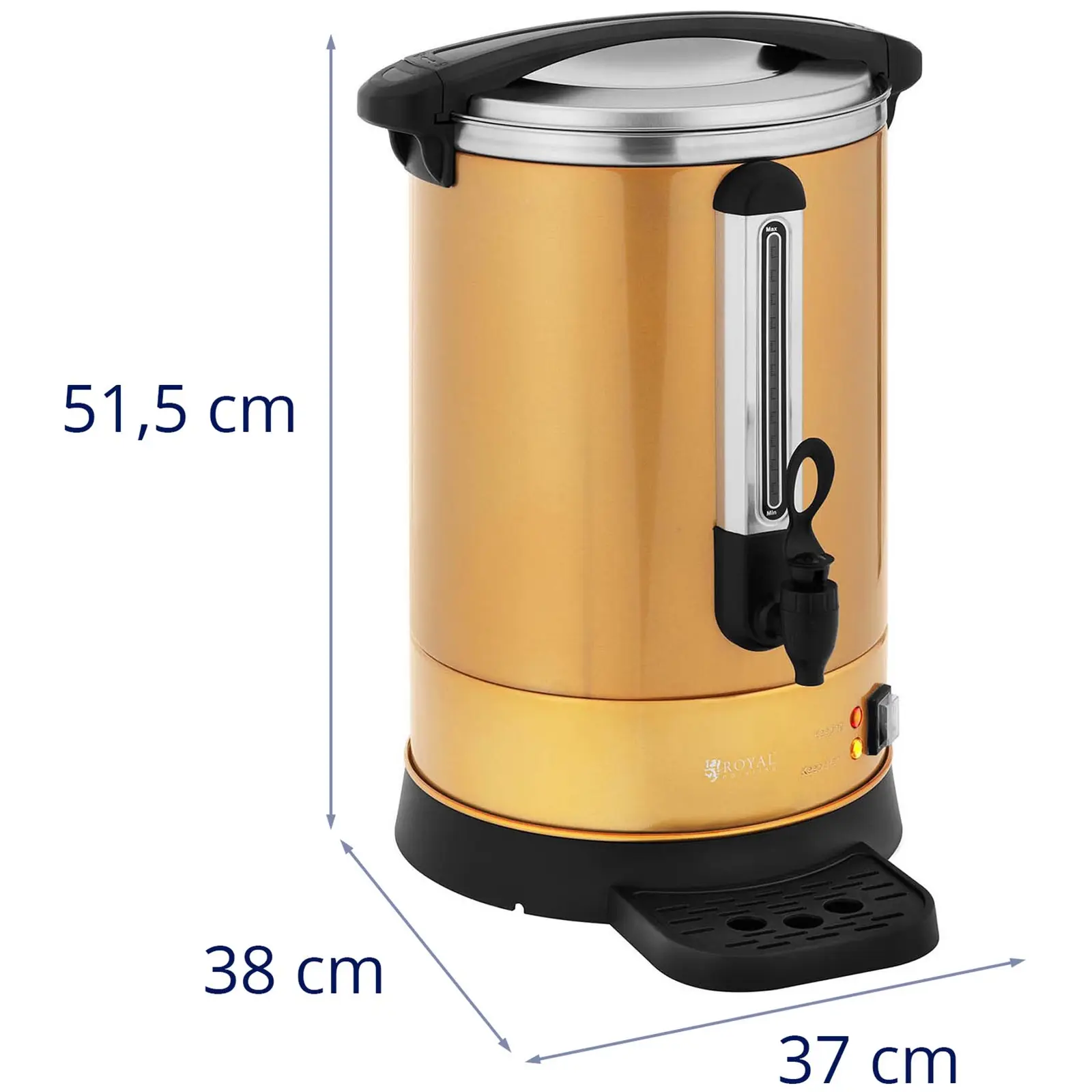 Kávovar na překapávanou kávu - 14 l - zlatý - Royal Catering (Barva: Oranžová)