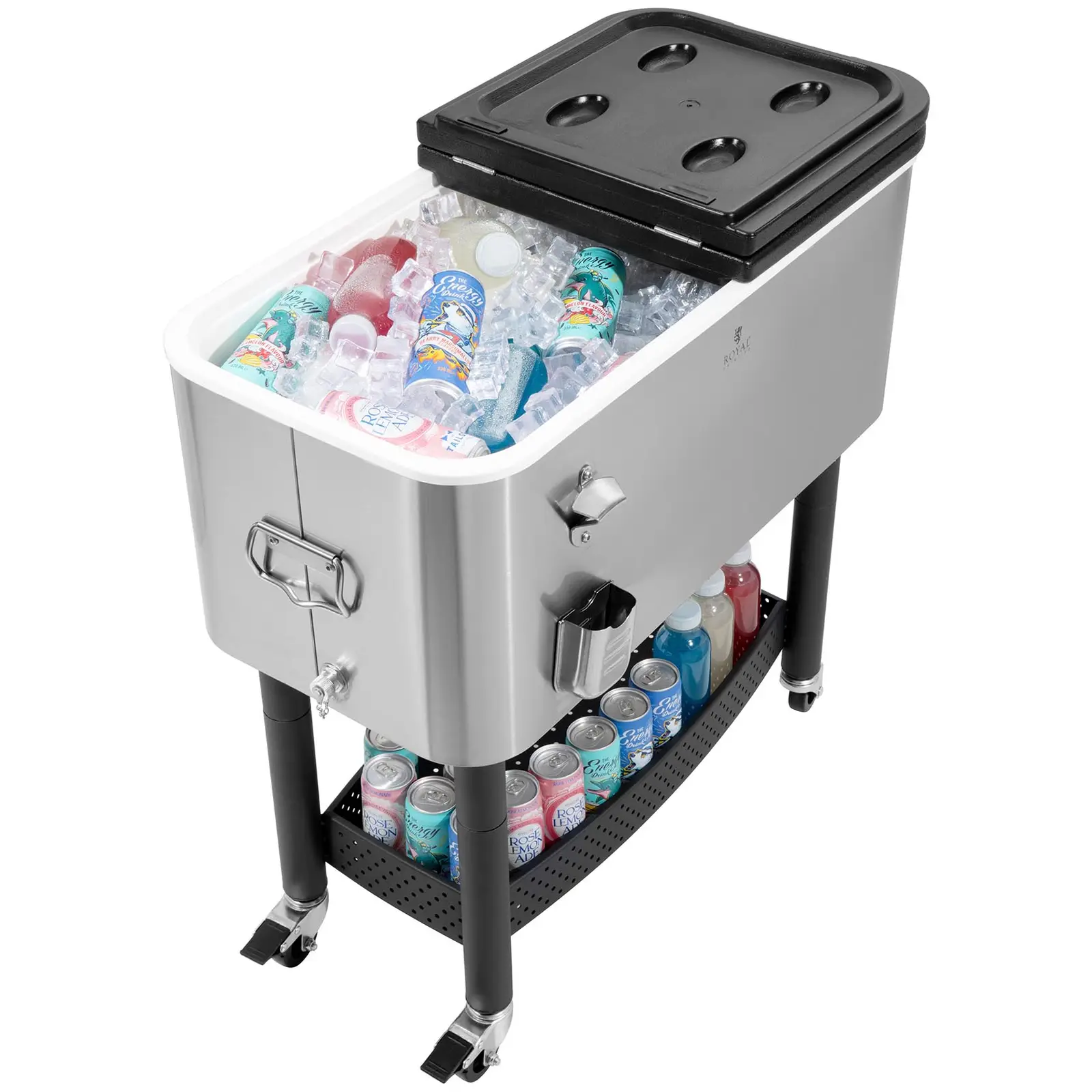 Glacière à roulettes - 61 l - Royal Catering  (Matériau(x): Acier inoxydable)