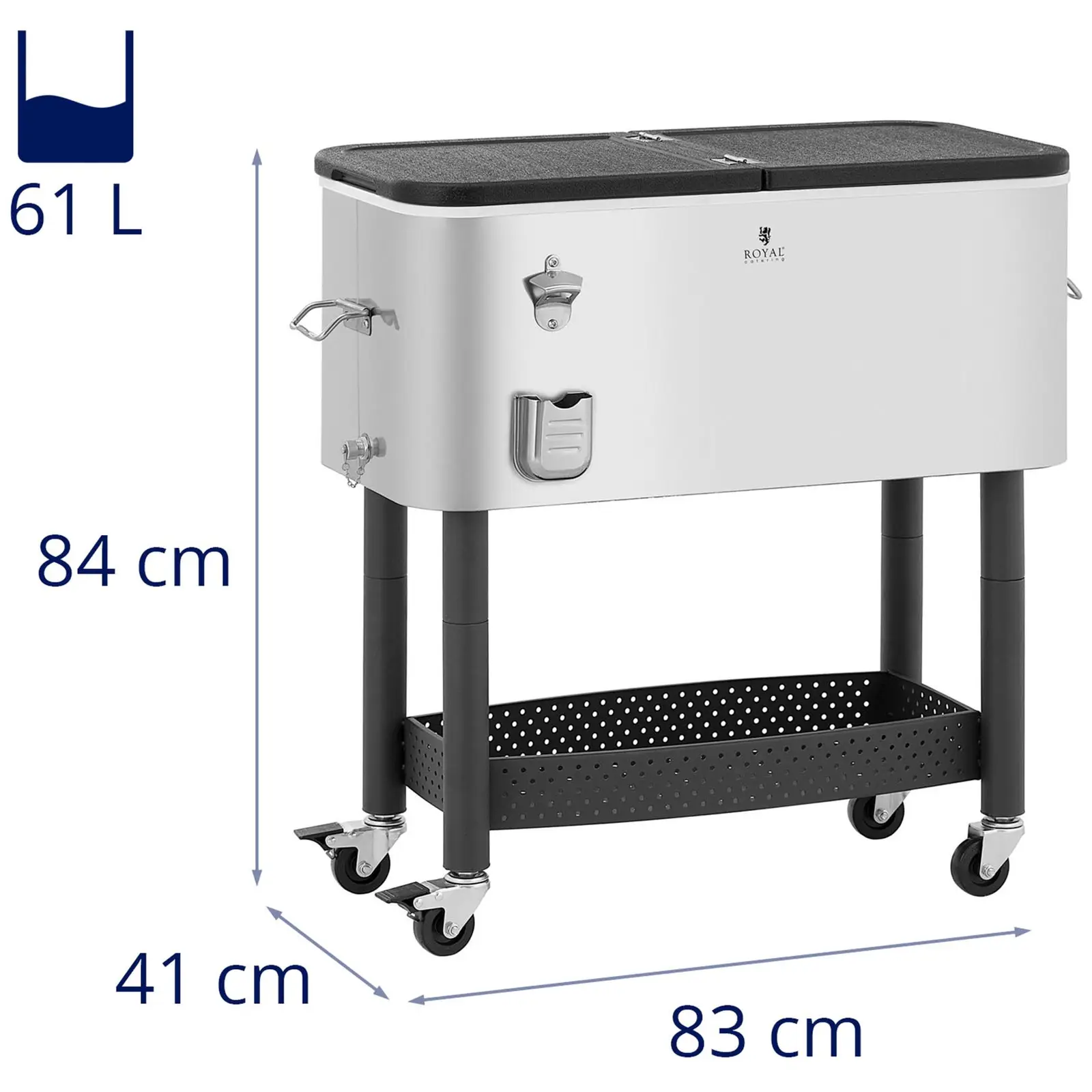 Glacière à roulettes - 61 l - Royal Catering  (Poids: 14.5 kg)