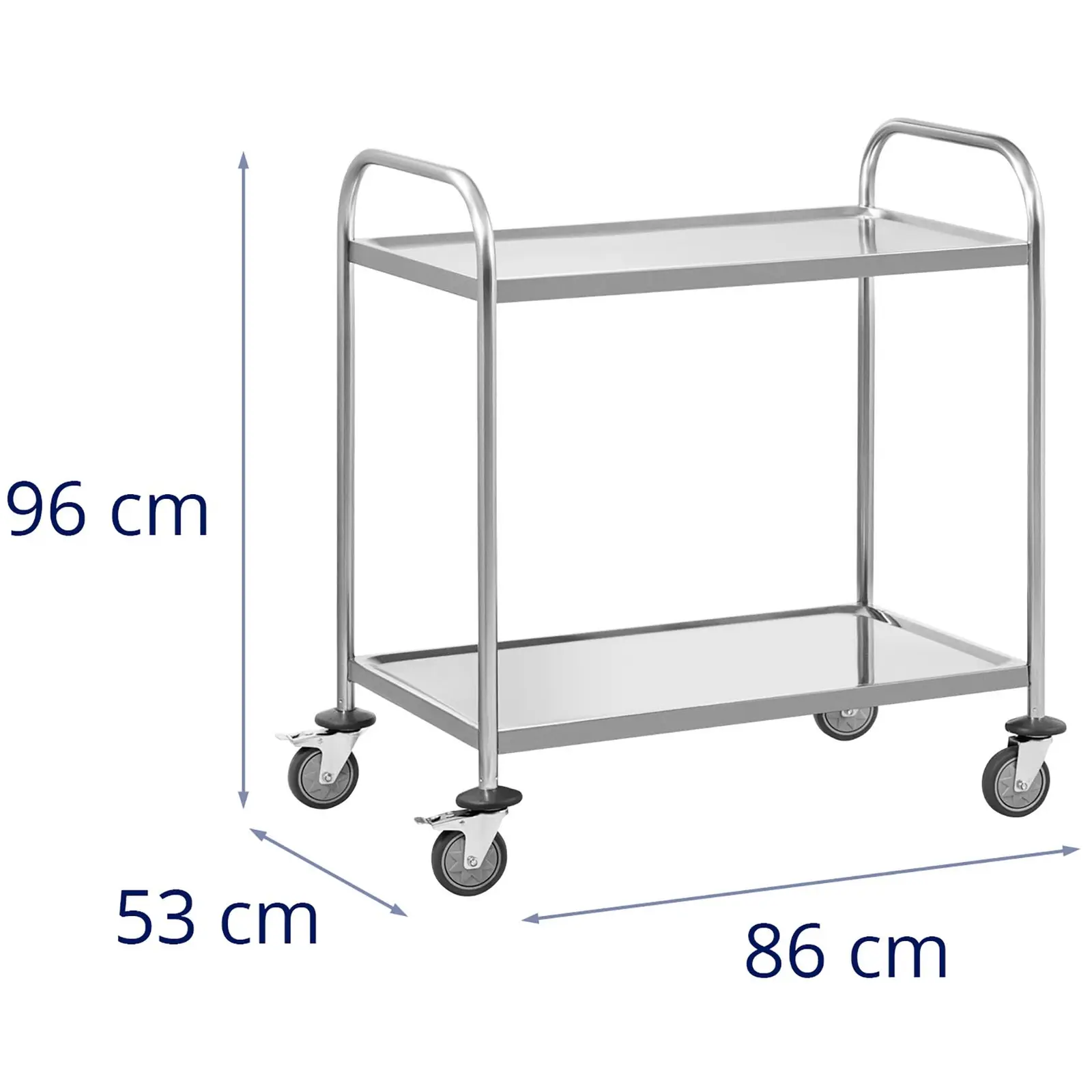 Serveringsvogn - 2 bordplader - 40 kg - håndgreb - 82,5 x 50,5 cm - Royal Catering