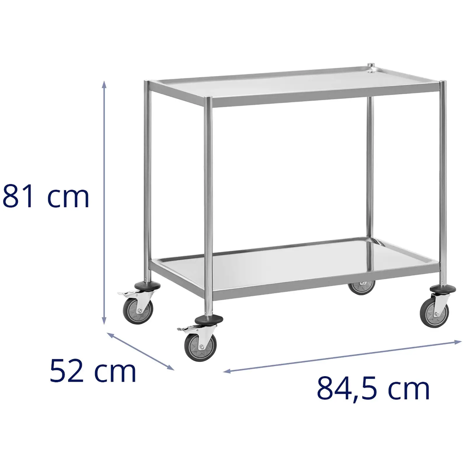 Tarjoiluvaunu - 2 hyllyä - jopa 40 kg - tasot: 82 x 50 cm - Royal Catering (Pyörien lukumäärä: 4 Pc)