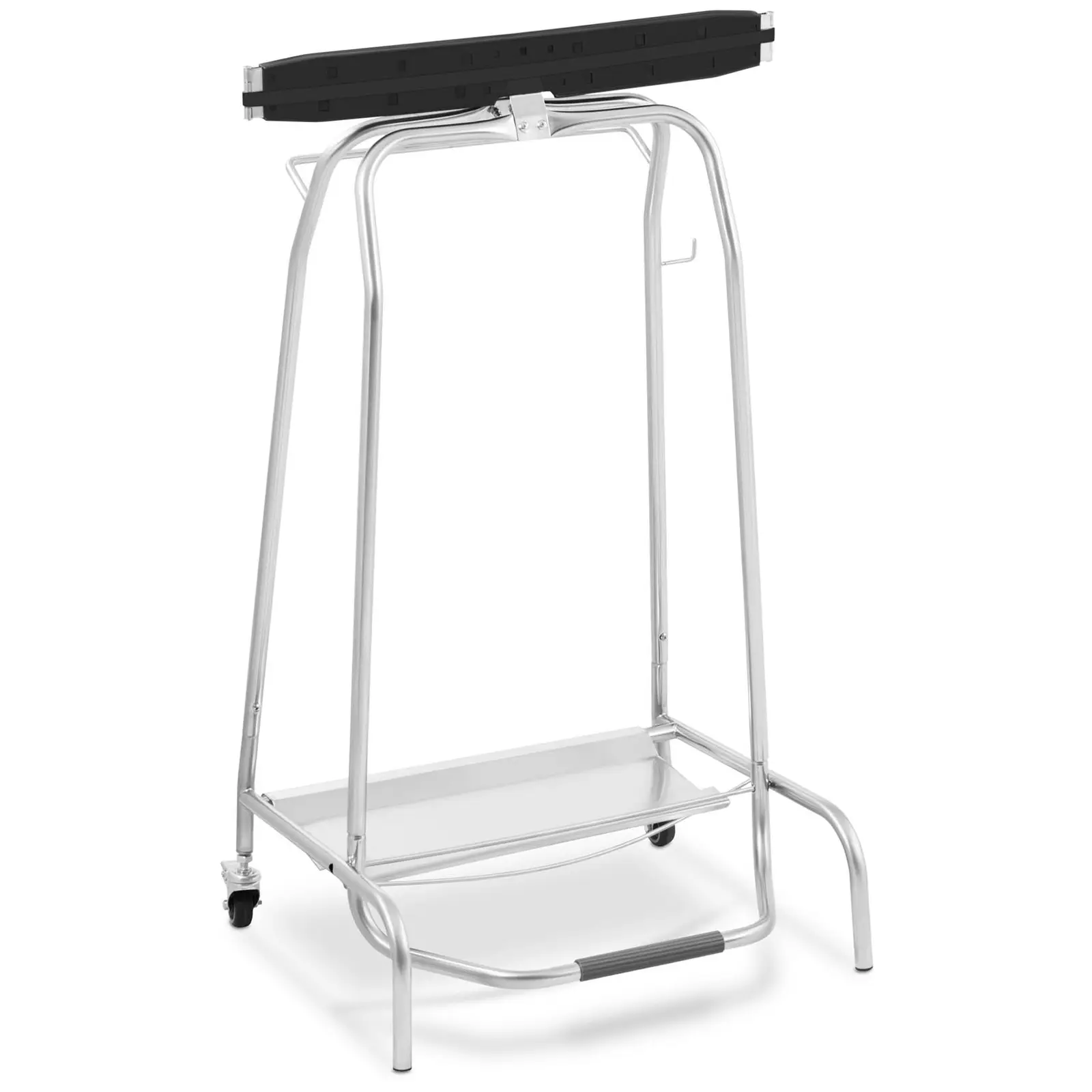 Soporte para bolsas de basura - Negro, Plateado - pedal - 2 ruedas pivotantes con freno - Royal Catering