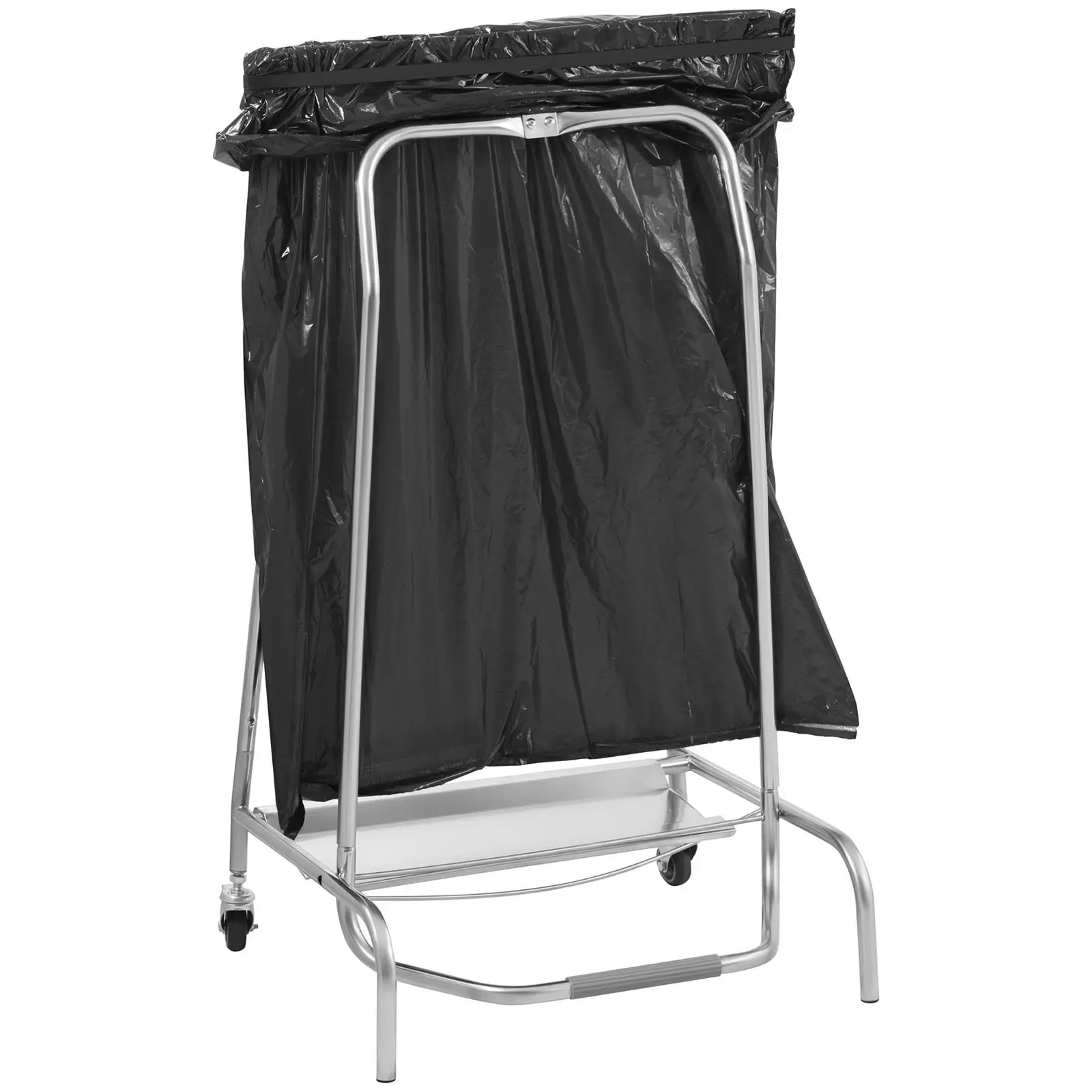 Soporte para bolsas de basura - Negro, Plateado - pedal - 2 ruedas pivotantes con freno - Royal Catering