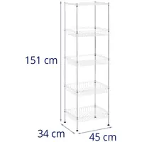 Scaffale metallico - 45 x 34 x 151 cm - 100 kg - Royal Catering