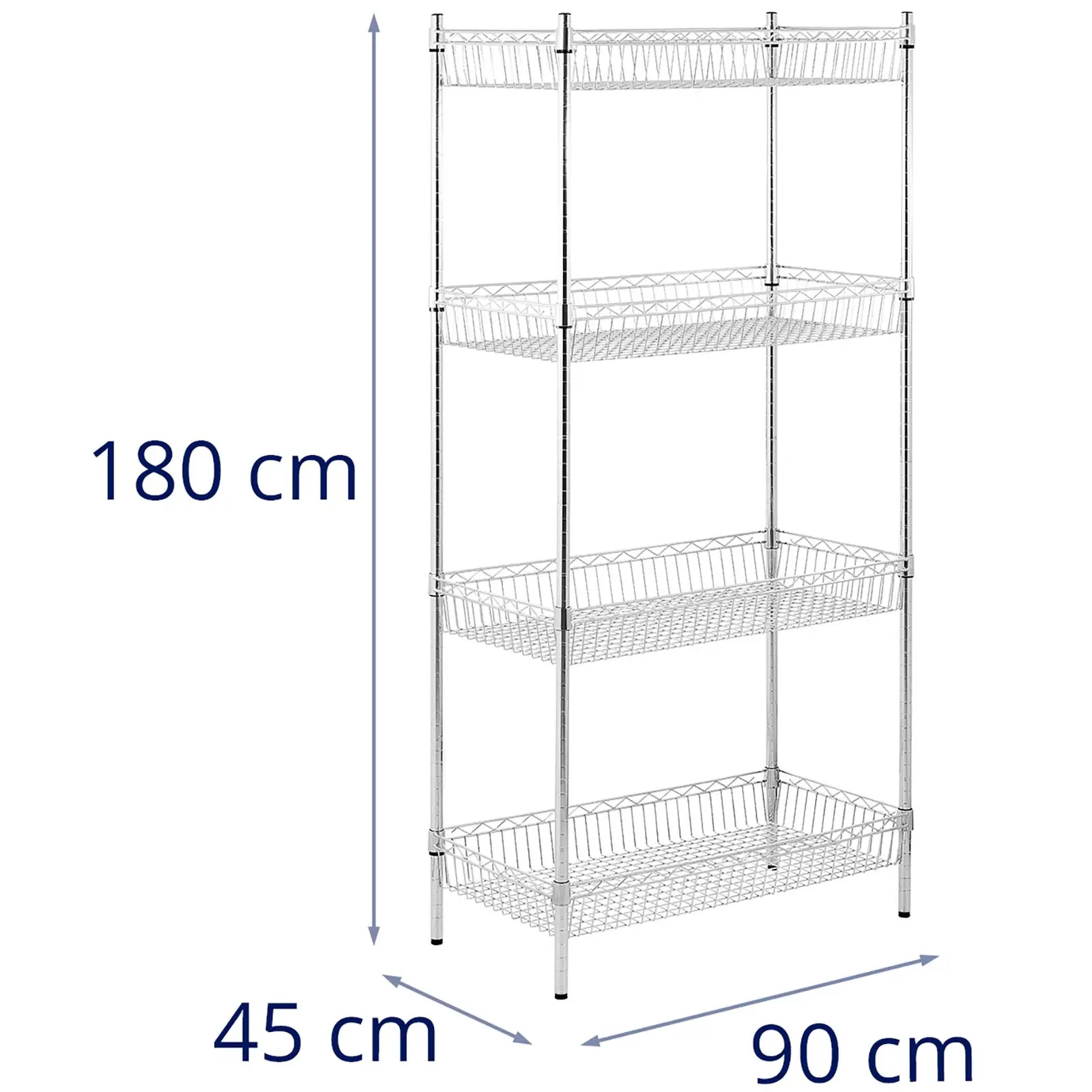 Scaffale metallico - 90 x 45 x 180 cm - 200 kg - Royal Catering